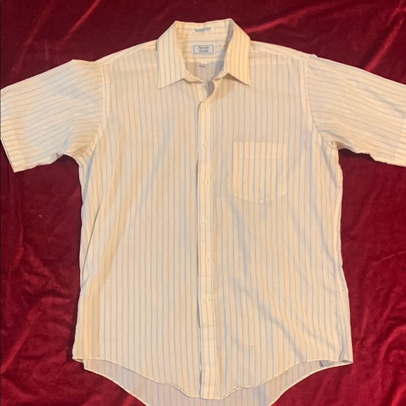 Men's Arrow Vintage 80s Cream/Beige Pin Striped Shirt Size Large 16.5” - Picture 1 of 8
